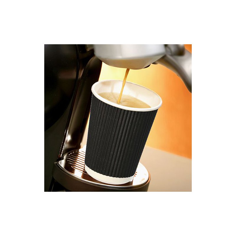 STARPAK cardboard drinking cups, ribbed, black, 0.2 l, 25 pieces